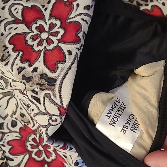 NWOT 90s/Y2K It Figures! Black, Red, and Tan One Piece Bathing Suit with Skirt - Picture 5 of 14